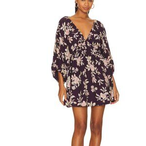 free people portia mini dress in black cherry